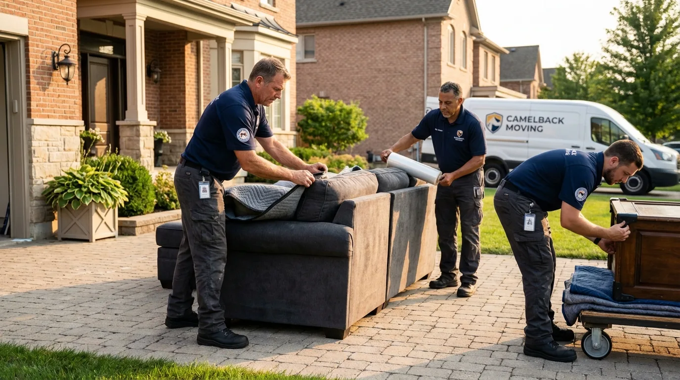 Large estate moving crew wrapping furniture in Fairbury, NE