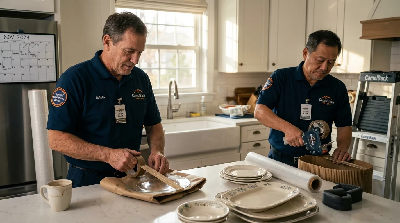 Professional crew packing kitchen dishware in Fairbury, NE